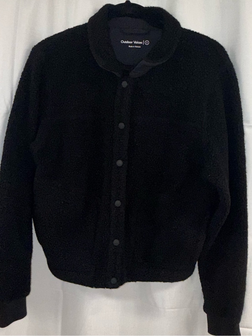 Outdoor Voices Black Plush Sherpa Snap Jacket Women’s Size Small - Picture 5 of 8